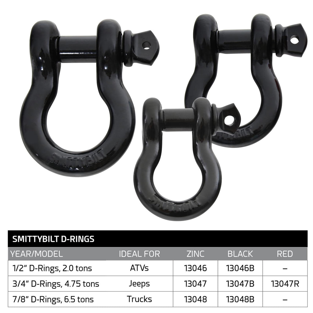 D-Ring 1/2 Inch 2 Ton Rating Black Smittybilt