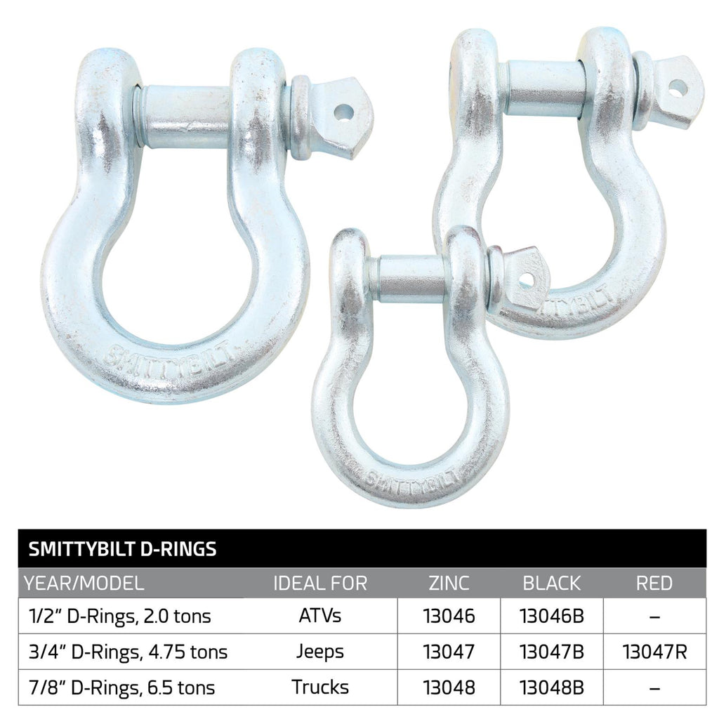 D-Ring - 1/2 Inch 2 Ton Rating Zinc Smittybilt