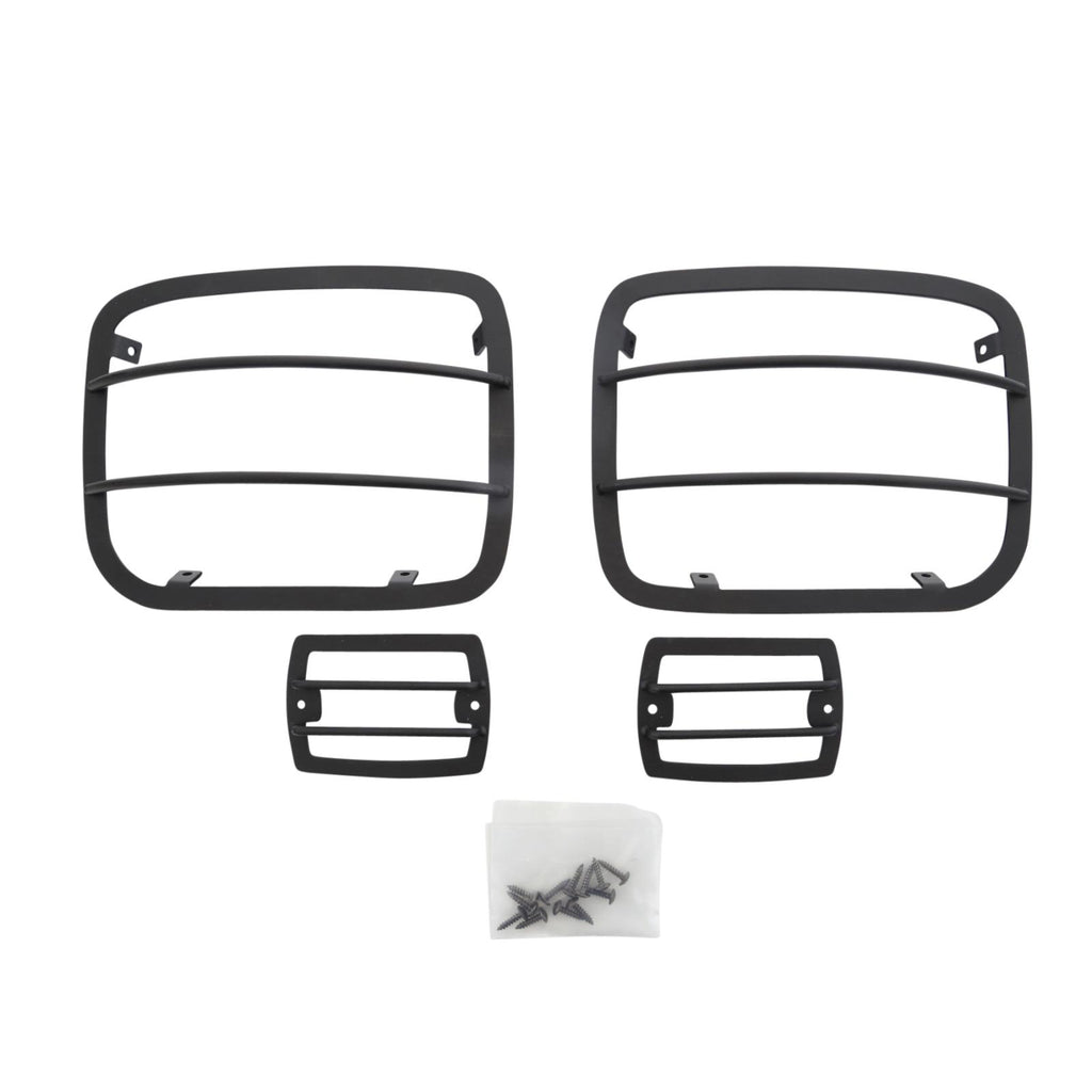 Euro Head Light Guards 87-95 Wrangler YJ Black 4 Piece Smittybilt