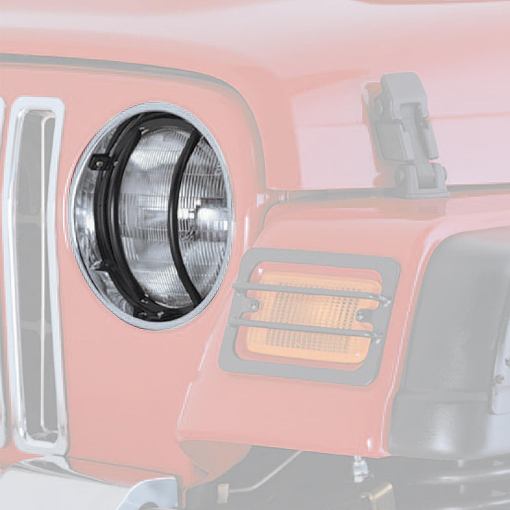 Euro Head Light Guards 97-06 Wrangler TJ/LJ Black 2 Piece Smittybilt