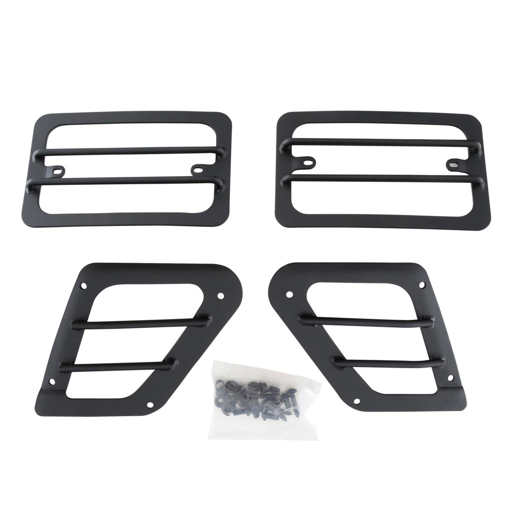 Euro Head Light Guards 97-06 Wrangler TJ Black 4 Piece Smittybilt