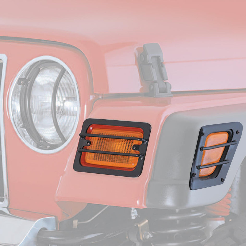 Euro Head Light Guards 97-06 Wrangler TJ Black 4 Piece Smittybilt