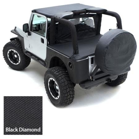 Tonneau Cover For OEM Soft Top W/Channel Mount 04-06 Wrangler LJ Unlimited Black Diamond Smittybilt