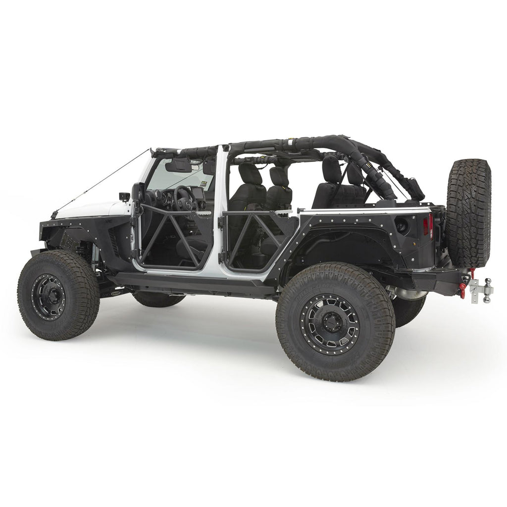Jeep Tubular Doors Rear 07-18 Jeep JK Wrangler 4 Door Steel Black Powdercoat Smittybilt
