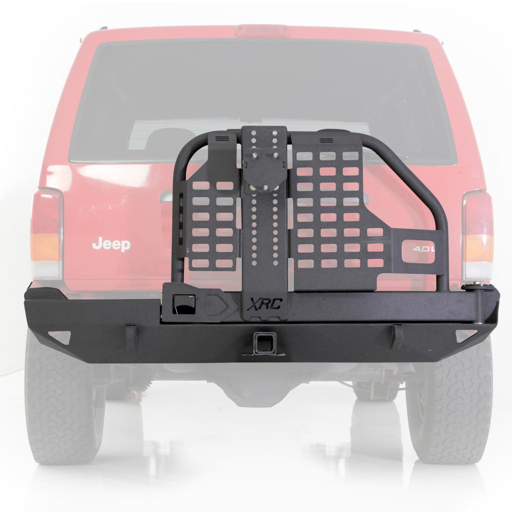 XRC Rear Bumper W/Hitch and Tire Carrier 84-01 Cherokee XJ Black Textured Smittybilt