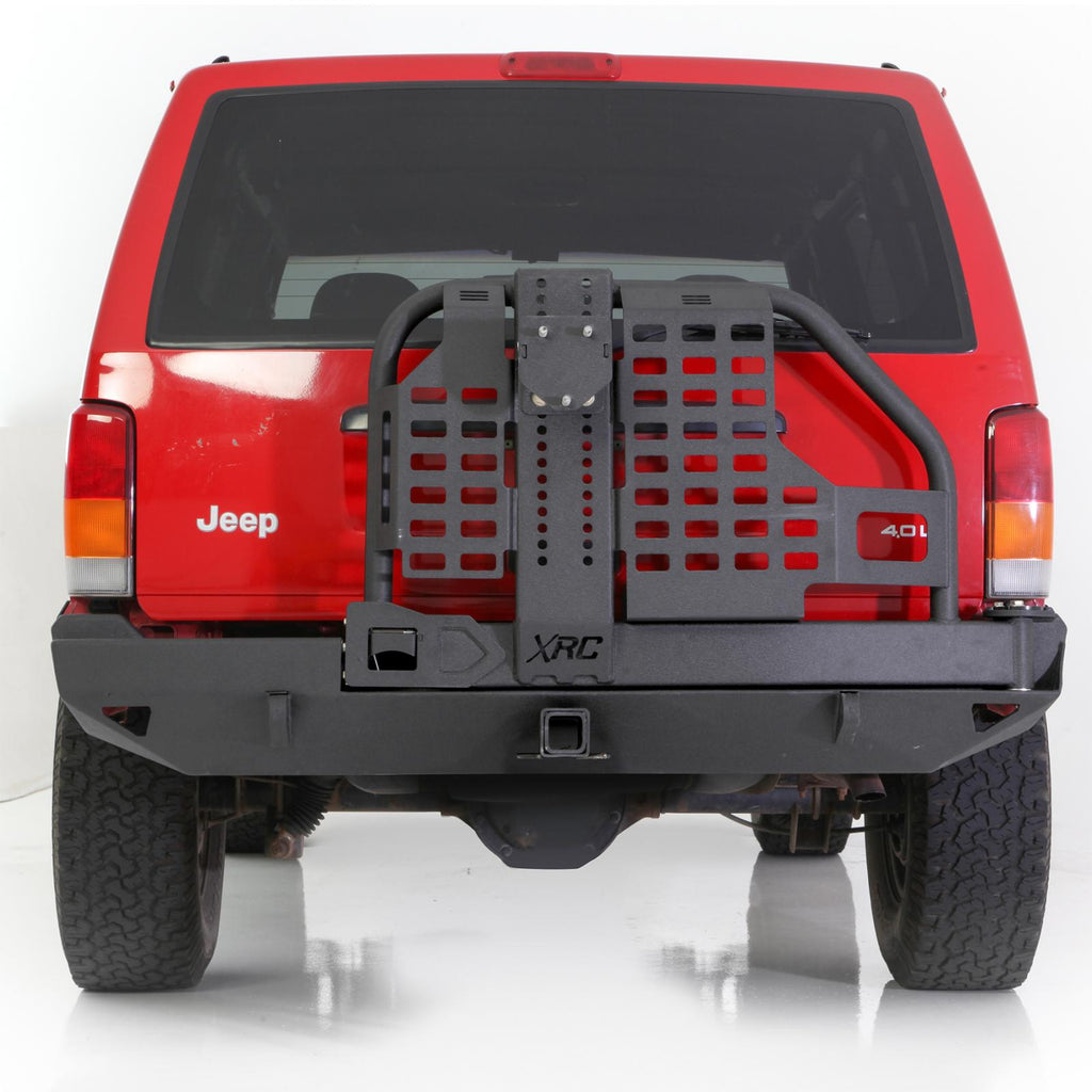 XRC Rear Bumper W/Hitch and Tire Carrier 84-01 Cherokee XJ Black Textured Smittybilt