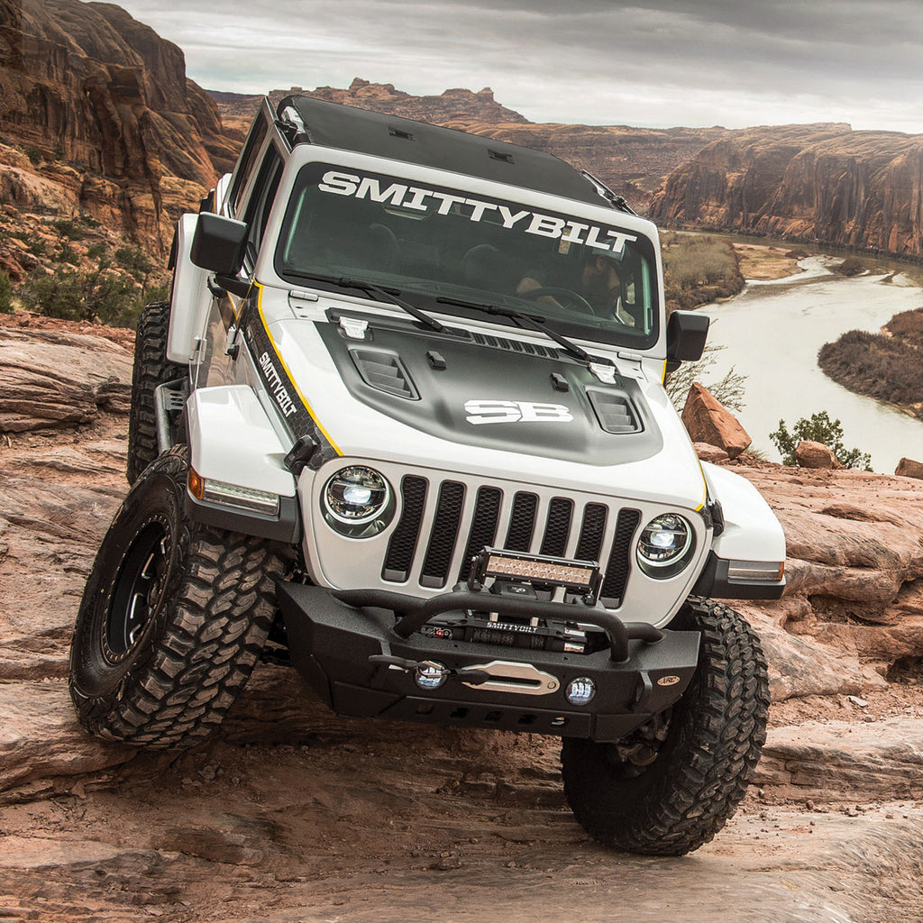 XRC Front Jeep JL Bumper w/ Stinger Winch Plate D-Rings 18-Present Jeep JL Wrangler Black Powdercoat Smittybilt