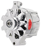 Alternator; Ford Upgrade; 100 Amp; 75 Idle; 1V Pulley; 1 Wire; Chrome; - Powermaster Performance 8-37101