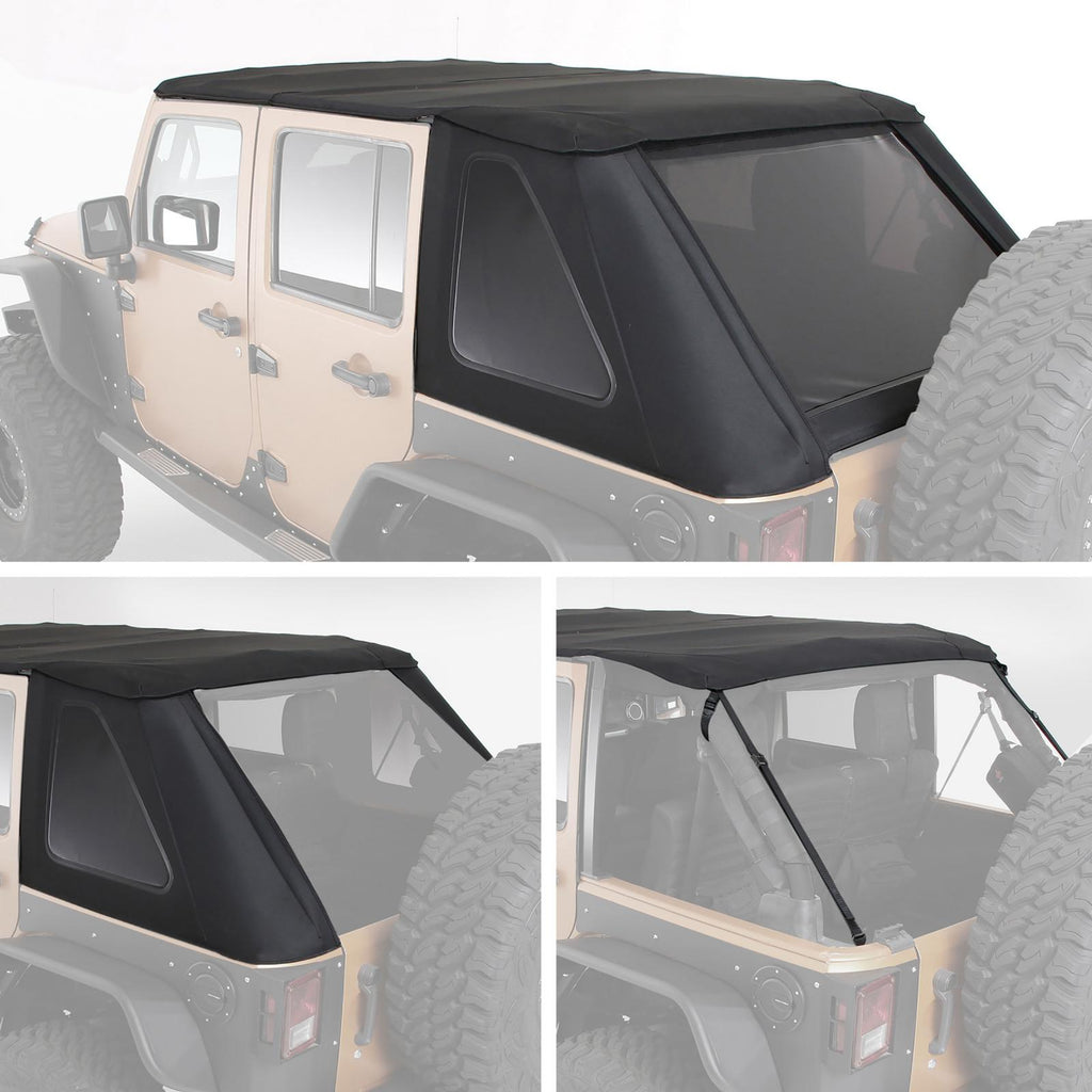 Jeep JKU Protek Bowless Top w/Tinted Windows Combo 2007-2018 Wrangler JK Unlimited 4-DR Black Smittybilt