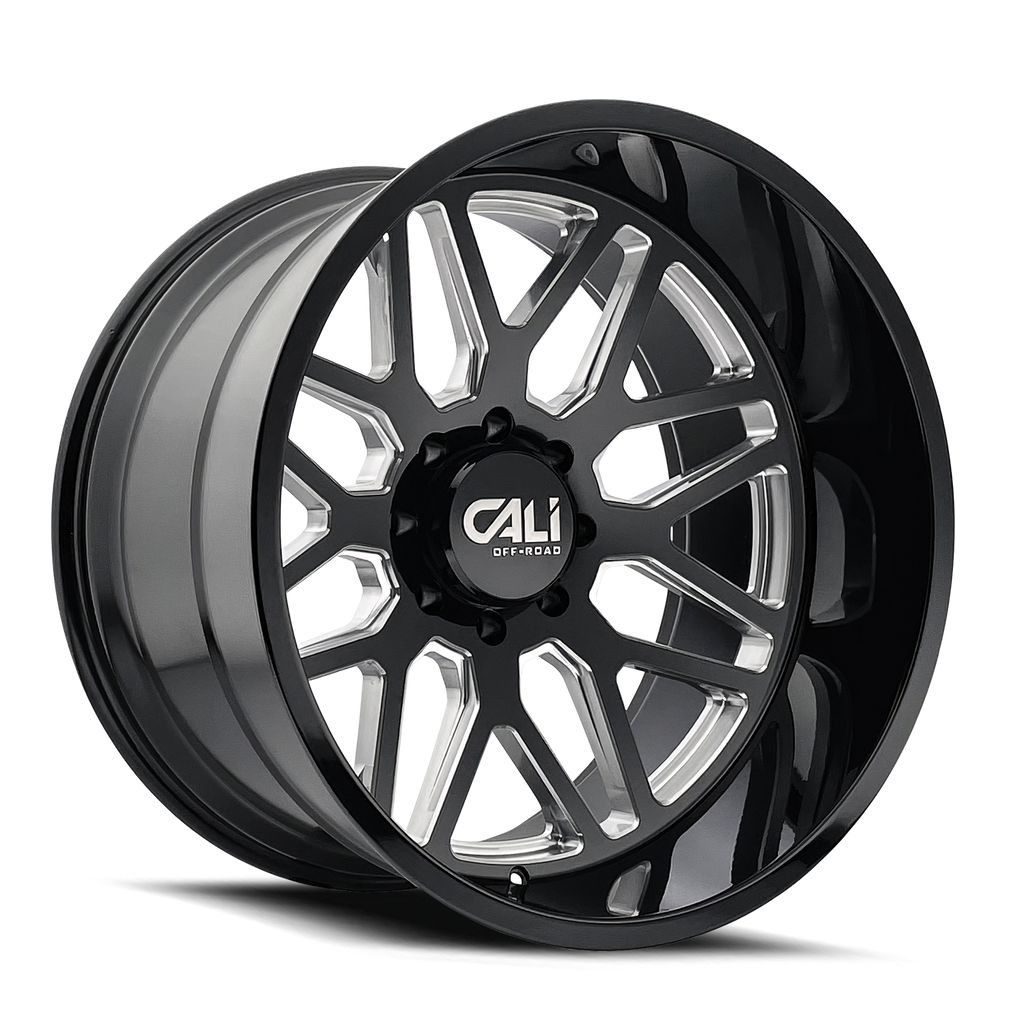 Cast Aluminum Wheels Invader 9115 GB-M 20x10 Milled Gloss Black 5 On 150 Bolt Pattern -25 Offset Cali Offroad Wheels