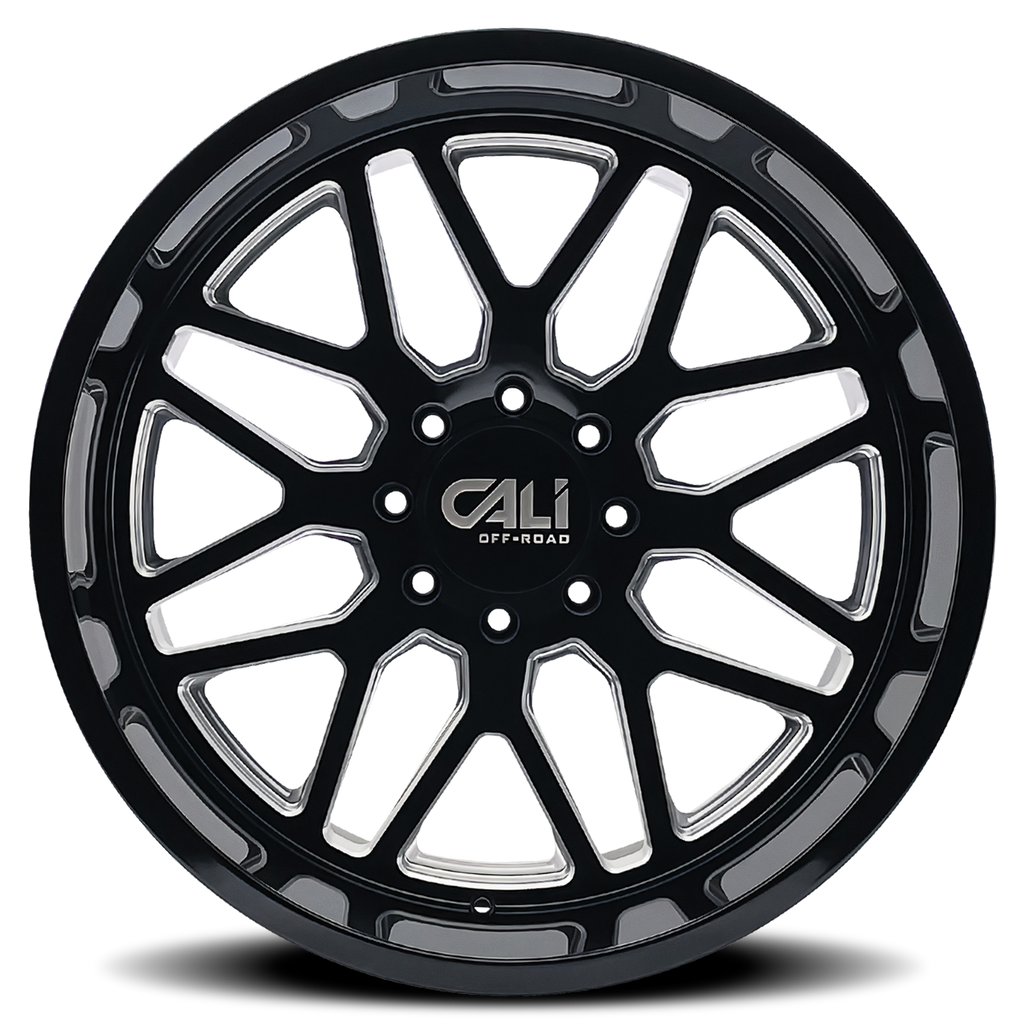 Cast Aluminum Wheels Invader 9115 GB-M 28x12 Milled Gloss Black 6 On 135 Bolt Pattern -44 Offset Cali Offroad Wheels