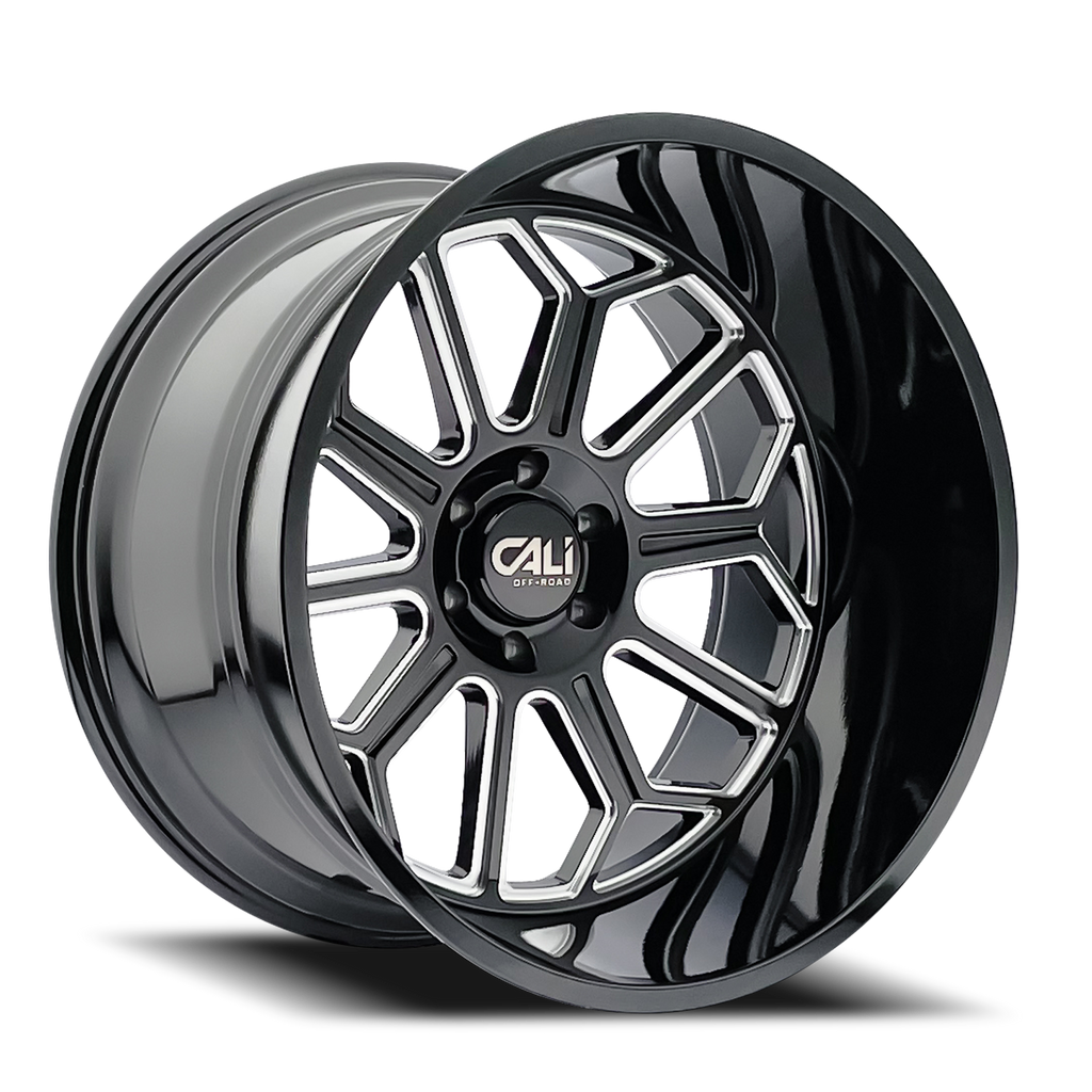 Cast Aluminum Wheels Auburn 9117 BM 20x10 Milled Gloss Black 5 On 127 Bolt Pattern -25 Offset Cali Offroad Wheels