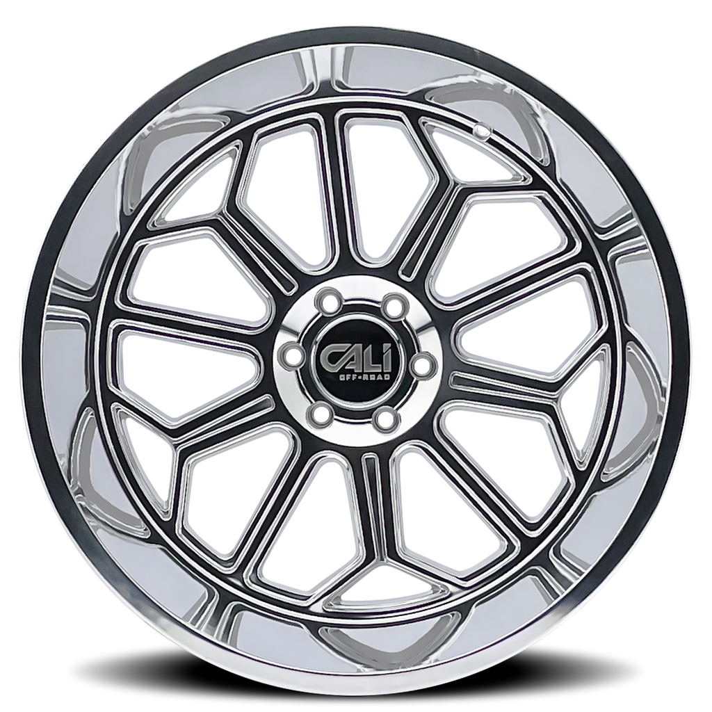 Cast Aluminum Wheels Auburn 9117 PO 20x10 Milled Spokes Polished 6 On 139.7 Bolt Pattern -25 Offset Cali Offroad Wheels