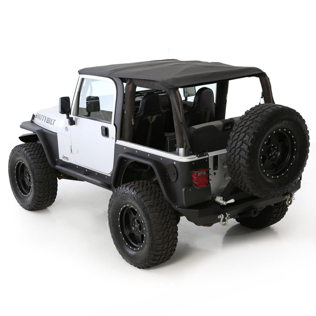 Bowless Soft Top Combo 97-06 Wrangler TJ OEM Replacement W/Tinted Windows Black Diamond Smittybilt