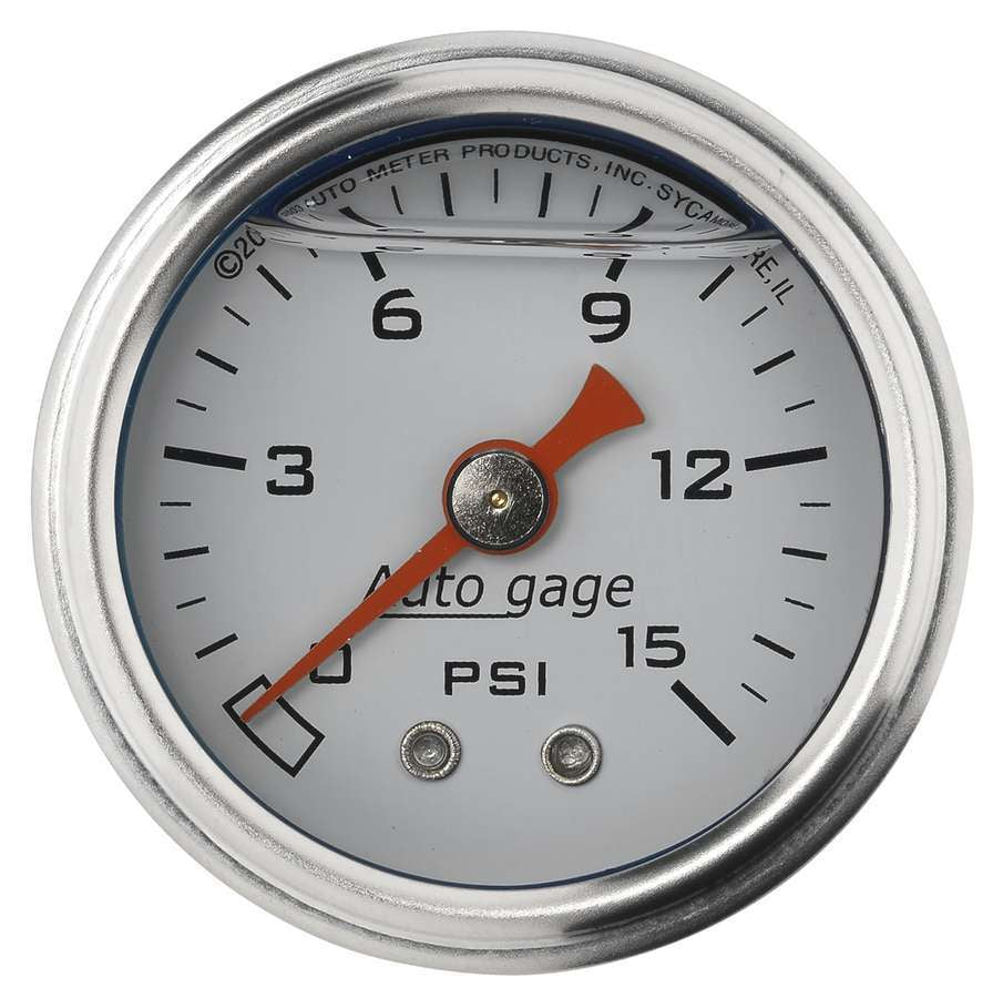 1-1/2in Pressure Gauge 0-15psi- White - AutoMeter 2175