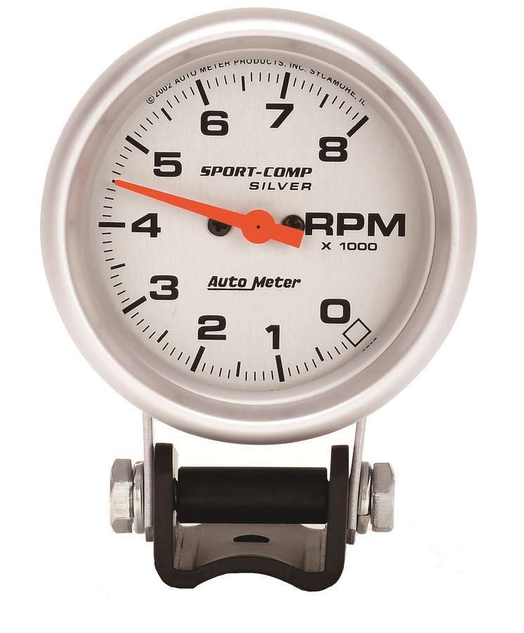 Sport Comp 2 5/8in Silver Tach 8000 RPM - AutoMeter 3707