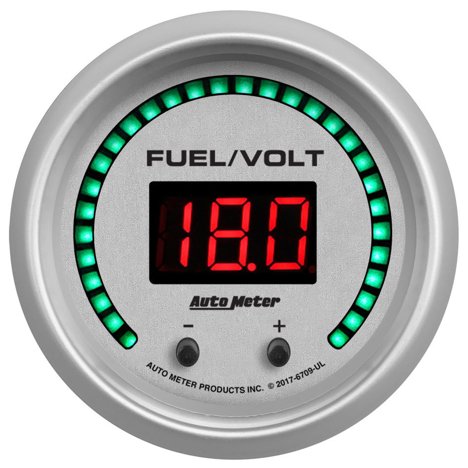 2-1/16 Fuel/Volt Gauge Elite Digital UL Series - AutoMeter 6709-UL