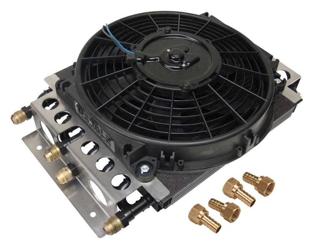 Dual Circuit Oil Cooler w/Fan 8an 8 & 8 Pass - Derale 15200