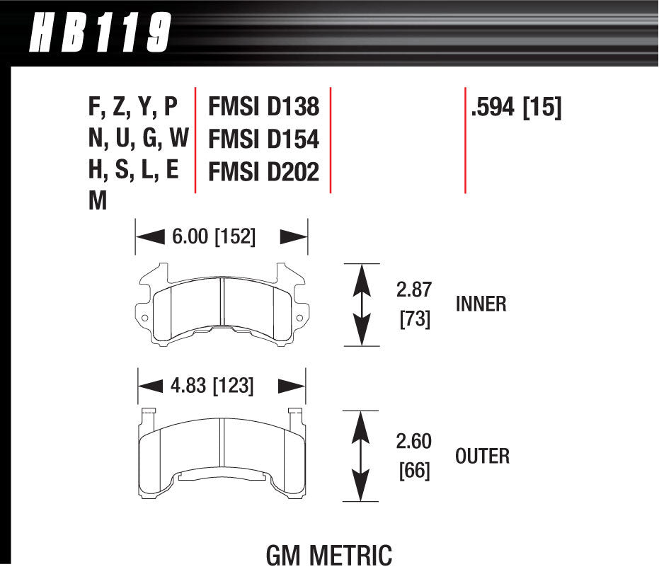 Metric GM-Black - Hawk Performance HB119M.594