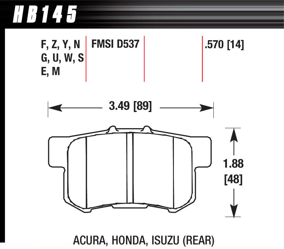 Street Brake Pads Rear Honda HP Plus - Hawk Performance HB145N.570