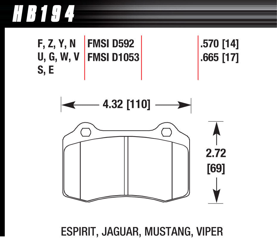 Performance Street Brake Pads - Hawk Performance HB194F.570