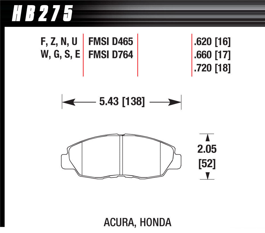 Performance Street Brake Pads (4) - Hawk Performance HB275F.620