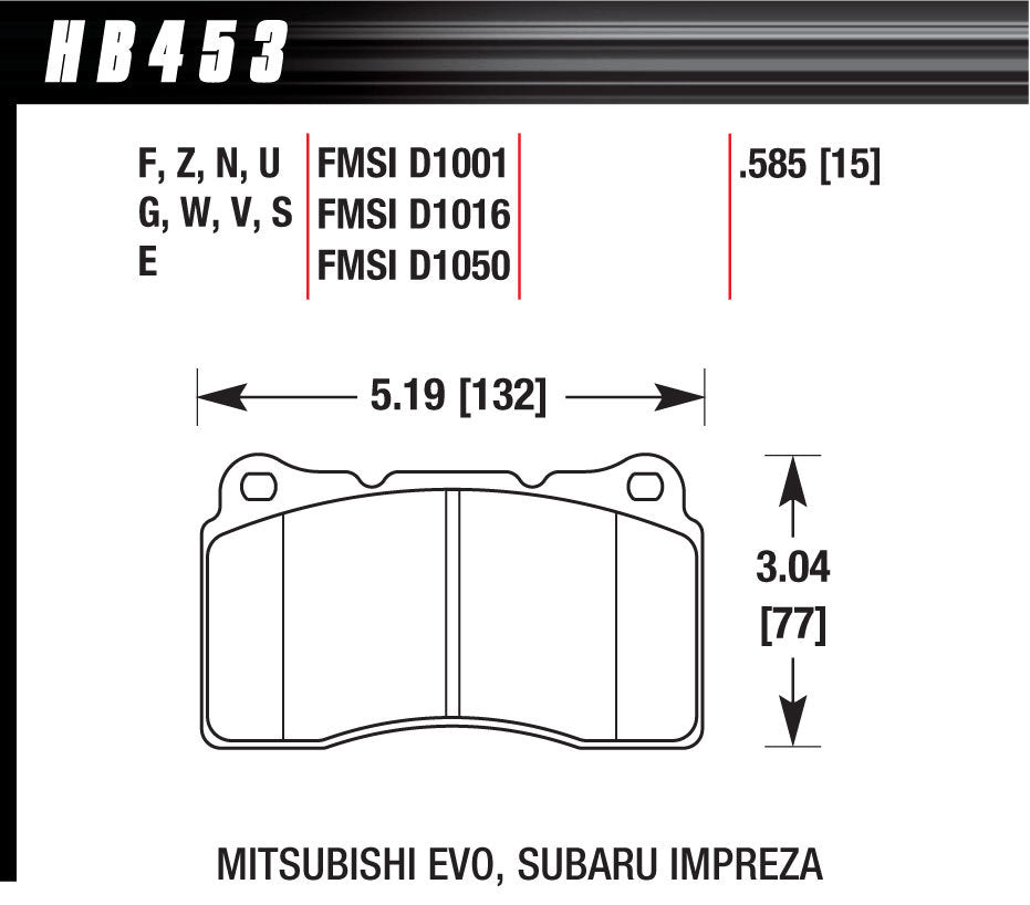 Performance Street Brake Pads 2010 Camaro - Hawk Performance HB453F.585