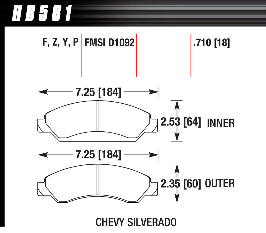 Performance Street Brake Pads (4) - Hawk Performance HB561Y.710