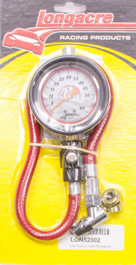 Tire Gauge 0-60PSI 2.5in GID Liquid Filled - Longacre 52-52002