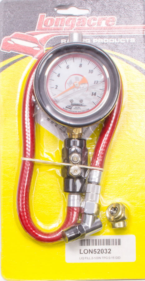 Tire Gauge 0-15PSI 2.5in GID Dual Bleed - Longacre 52-52032