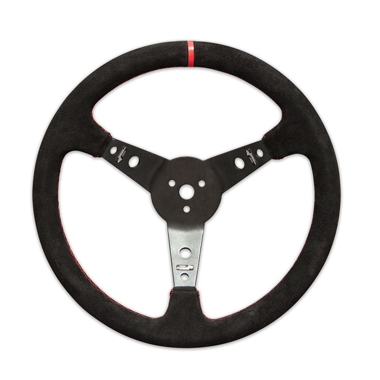 Steering Wheel 15in Dished Suede Blk Spokes - Longacre 52-56797