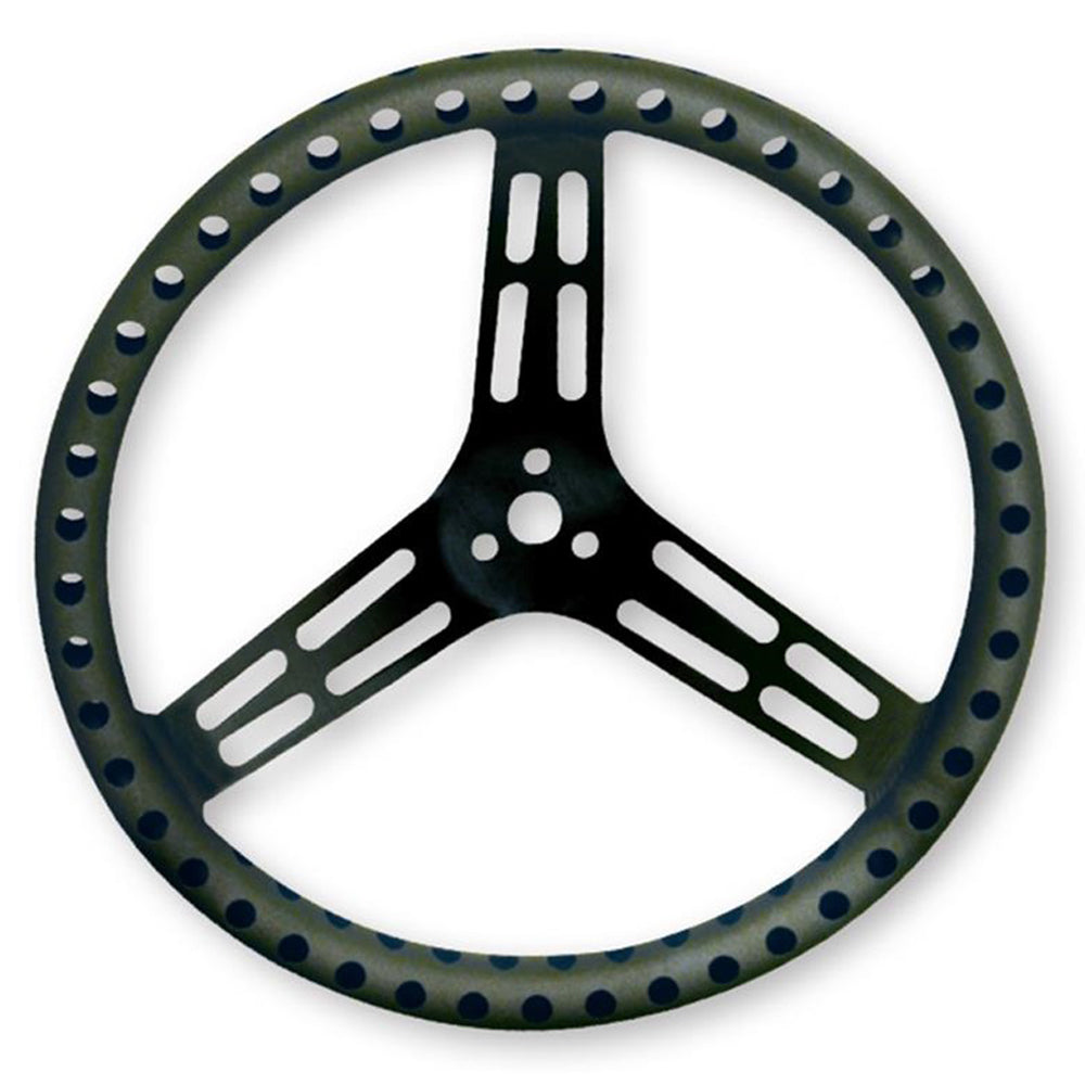 Steering Wheel 15in Flat Drilled Black - Longacre 52-56867