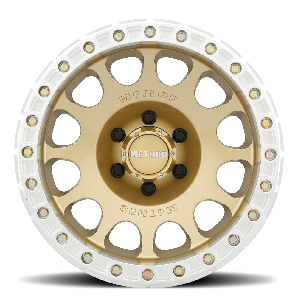 Aluminum Wheels 17x9 Beadlock MR105 Bolt Pattern 6 On 139.7 Offset -38 Lip Size 1.77 Gold GD Method