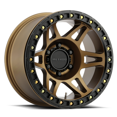 Aluminum Wheels 17x9 Beadlock MR106 Bolt Pattern 6 On 139.7 Offset -44 Lip Size 0 Method Bronze BRZ Method