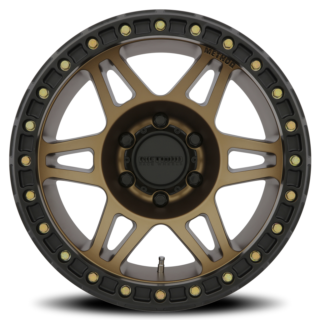 Aluminum Wheels 17x9 Beadlock MR106 Bolt Pattern 6 On 139.7 Offset -44 Lip Size 0 Method Bronze BRZ Method