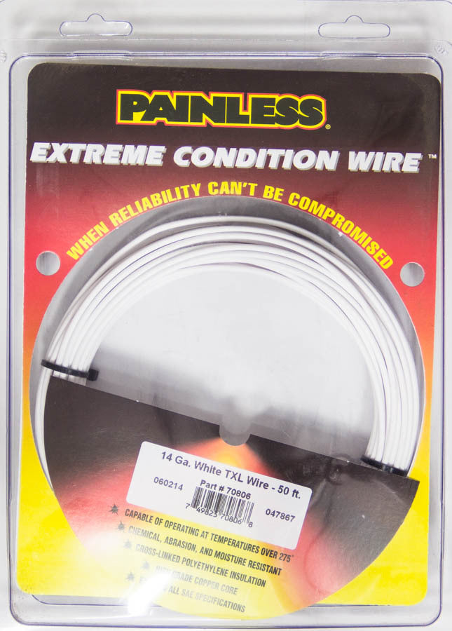 14 Gauge White TXL Wire  50 Ft. - Painless Wiring 70806