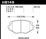 Brake Pads Front Mazada Miata Blue - Hawk Performance HB149E.505