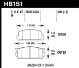 Black Disc Brake Pad; 0.505 Thickness; - Hawk Performance HB151M.505