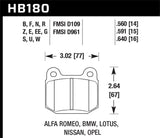 HP Plus Disc Brake Pad; 0.560 Thickness; - Hawk Performance HB180N.560