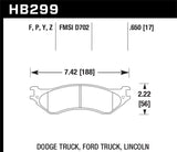 HPS Disc Brake Pad; 0.650 Thickness; - Hawk Performance HB299F.650