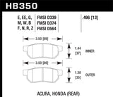 HP Plus Disc Brake Pad; 0.496 Thickness; - Hawk Performance HB350N.496