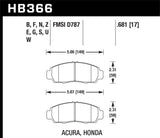 HP Plus Disc Brake Pad; 0.681 Thickness; - Hawk Performance HB366N.681