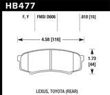 HPS Disc Brake Pad; 0.610 Thickness; - Hawk Performance HB477F.610