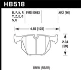 HPS Disc Brake Pad; 0.642 Thickness; - Hawk Performance HB518F.642