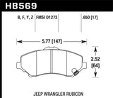 LTS Disc Brake Pad; 0.650 Thickness; - Hawk Performance HB569Y.650