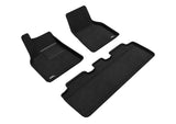 ELEGANT Floor Mat; 3 pc.; 1st/2nd Row; Front and Rear; Black;