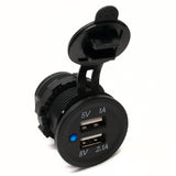 Socket sized Dual Port USB 3.1Amp with Blue LED - Race Sport RS50782